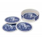 Spode Blue Italian Accessories 4 Piece Ceramic Coaster Set with Holder