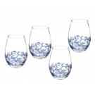 Spode Blue Italian Glassware Stemless Glasses Set of 4