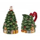 Spode Christmas Tree Figural Tree Creamer And Sugar Bowl Set