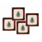 Spode Christmas Tree Tartan Set Of 4 Square Tidbit Plates