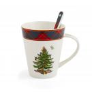 Spode Christmas Tree Tartan Mug And Spoon Set