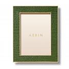 Aerin Classic Croc Leather Frame, 5 X 7", Verde