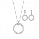 Cashs Ireland, Clarice Sterling Silver Pave Circle Necklace and Earrings Gift Set