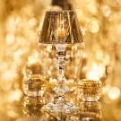 Baccarat Crystal, Our Fire Crystal Candleholder with Gold Shade
