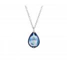 Baccarat Crystal Fleur De Psydelic Aqua Blue Mirror Silver Large Pendant Necklace