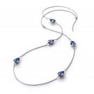 Baccarat Crystal Fleur De Psydelic Blue Scarabee Silver Long Necklace