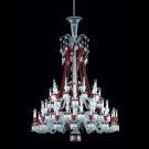 Baccarat Crystal, Zenith Red and Clear 48 Light Chandelier