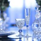 Baccarat Crystal, Harcourt 1841 with Blue Knob Crystal Goblet, Pair