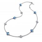 Baccarat Crystal Medicis Mini Necklace Sterling Silver Blue Riviera