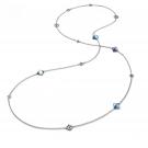 Baccarat Crystal Medicis Mini Long Necklace Sterling Silver Blue Riviera, Aqua and Purple