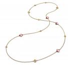 Baccarat Crystal Medicis Mini Long Necklace Vermeil Gold Pink