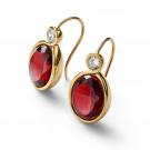 Baccarat Croise Earrings Vermeil Gold Pair, Red