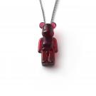 Baccarat BearBrick Long Necklace, Silver, Red Crystal