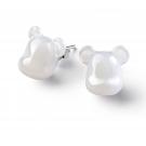 Baccarat BearBrick White Stud Earrings, Pair