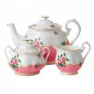 Royal Albert China New Country Roses Cheeky Pink Tea Party 3-Piece Set