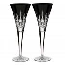 Waterford Lismore Black Champagne Toasting Flutes, Pair
