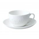 Wedgwood China Wild Strawberry White Teacup and Saucer Set