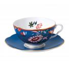 Wedgwood China Paeonia Blush Blue Teacup and Saucer Set