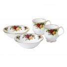 Royal Albert Old Country Roses 4-Piece Breakfast Set, Two Cereal Bowls and Two Montrose Mugs