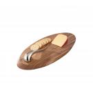Nambe Metal Swoop Wood Cheese Board With Knife