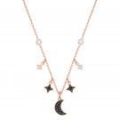 Swarovski Black Crystal and Rose Gold Symbolic Moon Necklace