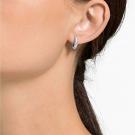 Swarovski Stone Pierced Earrings, White, Rhodium