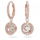 Swarovski Drop Crystal and Rose Gold Sparkling Dance Pierced Earrings Pair