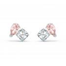 Swarovski Crystal and Rhodium Attract Soul Pink Pierced Earrings