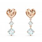 Swarovski Lifelong Heart Pierced Earrings Dangle Crystal Rose Gold