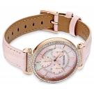 Swarovski Chrono Mother of Pearl Dial, Rose Gold, Pink Leather Strap Watch
