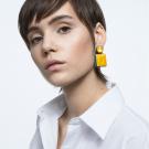 Swarovski Orbita Asymmetrical Square Cut Multicolored Crystal and Gold Pierced Earrings