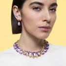 Swarovski Orbita Earrings Asymmetrical, Drop Cut Crystals, Multicolored, Gold-Tone Plated, Set