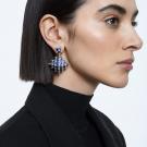 Swarovski Curiosa Stud Earring Single, Square, Blue, Gold-Tone Plated