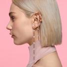 Swarovski Constella Earrings, Asymmetrical, White, Rose-Gold Tone Plated, Set