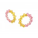 Swarovski Millenia Hoop Multicolored Pear Cut Crystals and Gold Pierced Earrings
