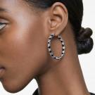 Swarovski Millenia Hoop Earrings, Triangle Swarovski Zirconia, Black, Rhodium Plated