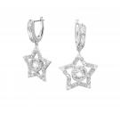 Swarovski Stella Crystal and Rhodium Star Hoop Pierced Earrings, Pair