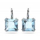 Swarovski Square Cut Blue Crystal and Rhodium Plated Millenia Pierced Earrings, Pair