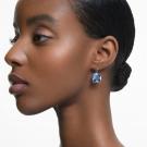 Swarovski Square Cut Blue Crystal and Rhodium Plated Millenia Pierced Earrings, Pair