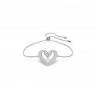 Swarovski Una Bracelet, Heart, Small, White, Rhodium Plated