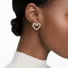 Swarovski Una Stud Earrings, Heart, Small, White, Rose-Gold Tone Plated