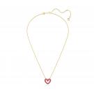 Swarovski Una Pendant, Heart, Extra Small, Red, Gold Tone Plated