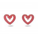 Swarovski Una Stud Earrings, Heart, Extra Small, Red, Gold Tone Plated