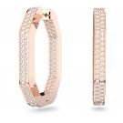 Swarovski Dextera Hoop Earrings, Octagon, Pave Crystals, White, Rose-Gold Tone Plated