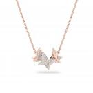 Swarovski Lilia Necklace, Butterfly, White, Rose-Gold Tone Plated