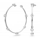 Swarovski Constella Hoop Round Cut Crystal and Rhodium Pierced Earrings, Pair