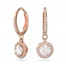 Swarovski Constella Drop Earrings, Round Cut, Pave, White, Rose Gold Tone Plated