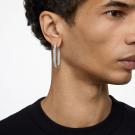 Swarovski Dextera Octagon Pave Hoop Crystal and Rhodium Pierced Earrings