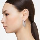 Swarovski Dextera Octagon Pave Hoop Crystal and Rhodium Pierced Earrings