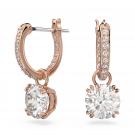 Swarovski Constella Round Cut Crystal and Rose Gold Drop PIerced Earrings